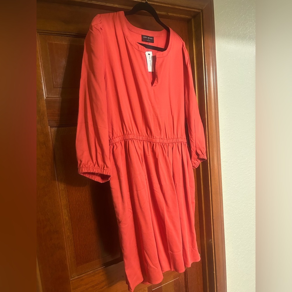 Bold Coral Long Sleeve Dress